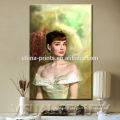 Audrey Hepburn Canvas Art/Beautiful Lady Fabric Painting/Decorative Oil Painting